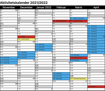 Aktivitetskalender for 2021/2022